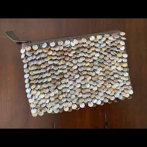 NWOT Anthropologie mother of pearl shell beaded clutch pouch bag